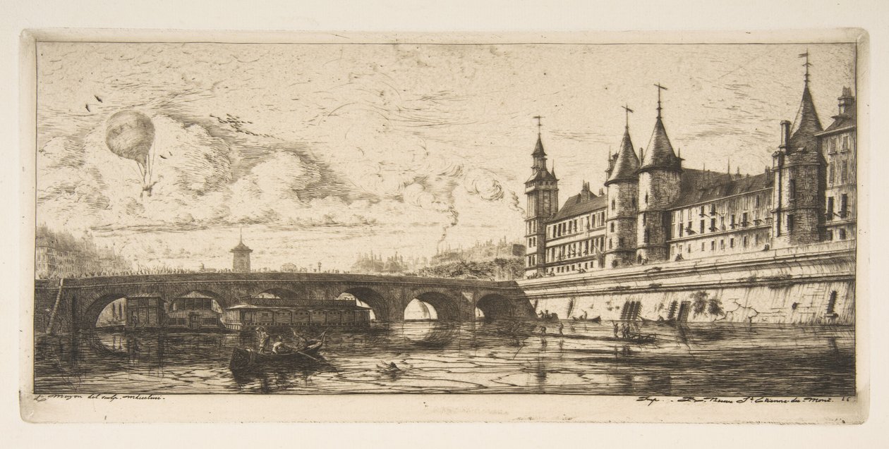 Pont-au-Change, Paříž, z "Leptů z Paříže" od Charles Meryon