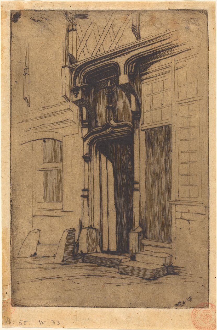 Vchod do starobylého kláštera, Rue Mirabeau, Bourges od Charles Meryon