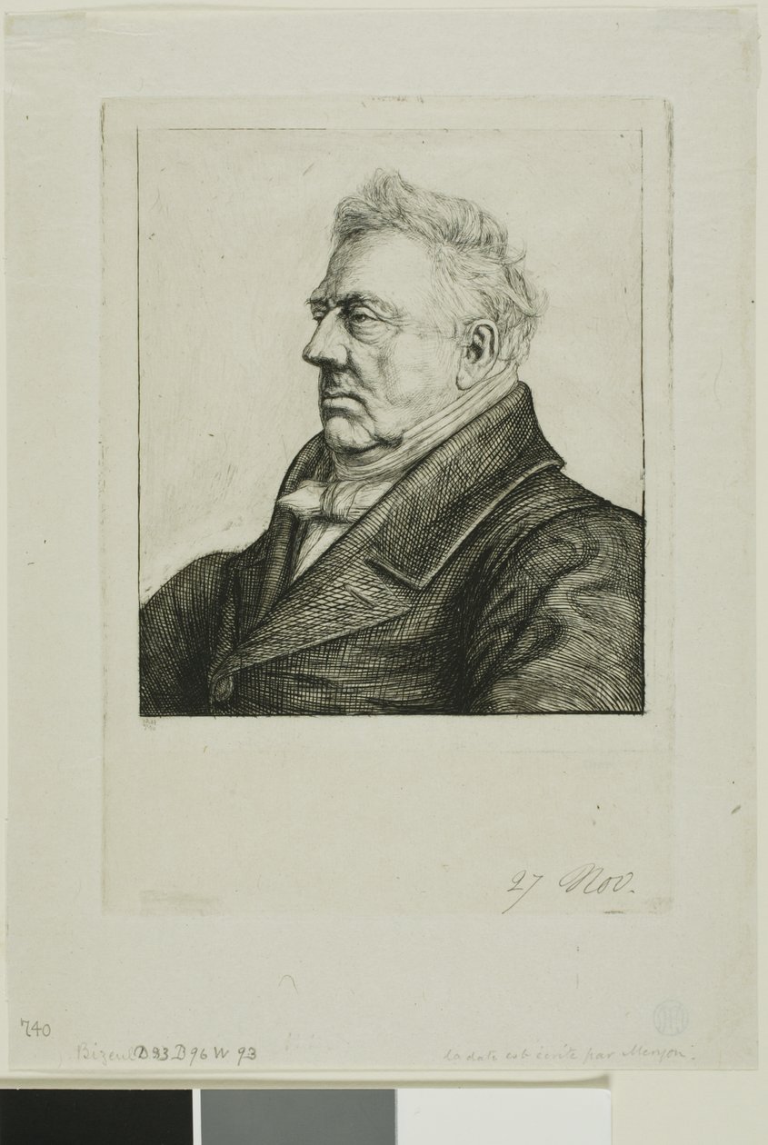 Portrét Louise Jacquese Marie Bizeula, bretaňského archeologa od Charles Meryon