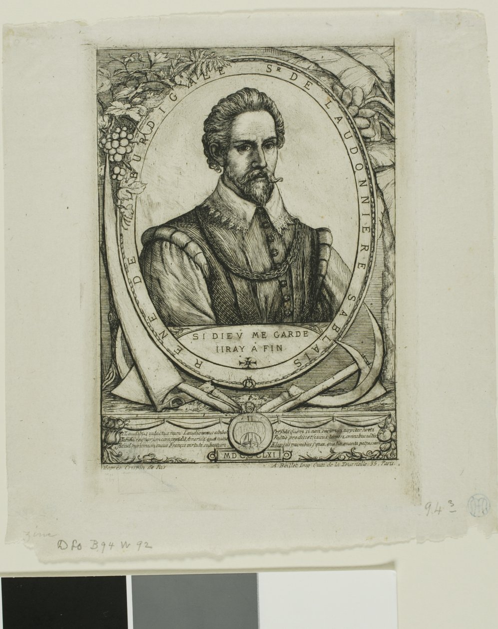 Portrét René de Laudonnière Sablais (de Burdigale) od Charles Meryon