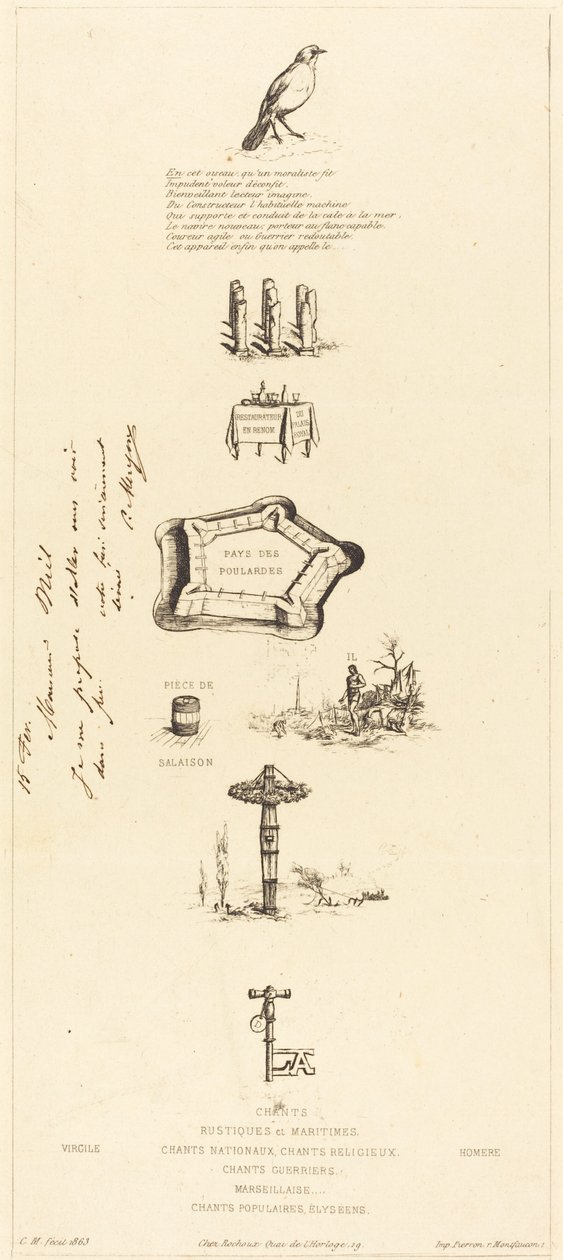 Rebus: "Beranger nebyl opravdu silný, protože nikdy neměl klíč polí" (Rebus: "Beranger nebyl opravdu silný, protože nikdy neměl klíč polí") od Charles Meryon