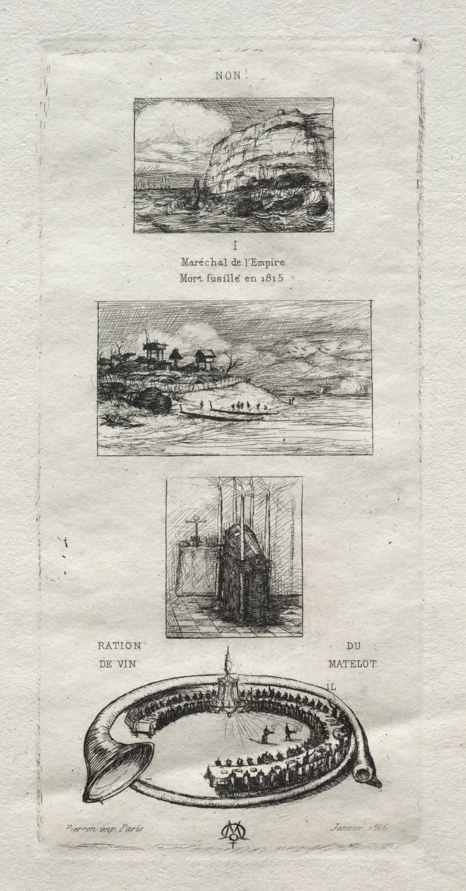 Rebus: Ne, Morny není mrtvý, protože se znovu žení, 1866. od Charles Meryon