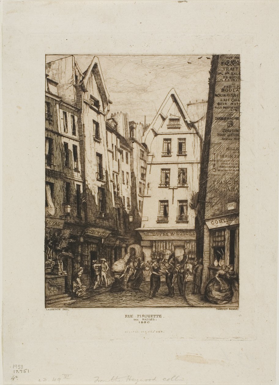Rue Pirouette v Les Halles, Paříž od Charles Meryon