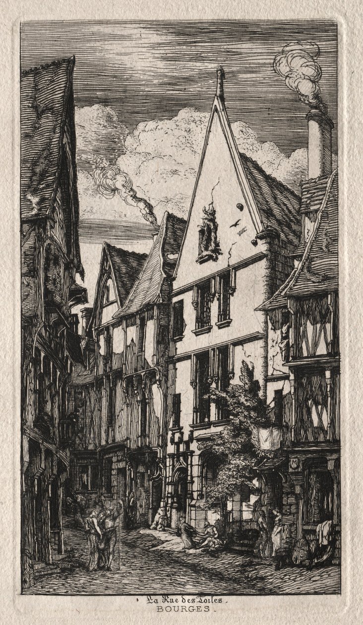 Rue des Toiles, Bourges, 1853. od Charles Meryon