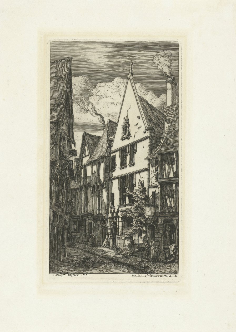 Straat Rue des Toiles v Bourges Rue des Toiles v Bourges od Charles Meryon