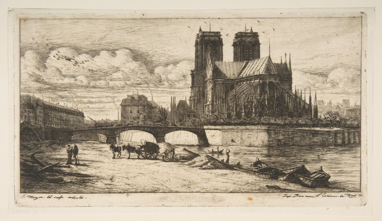 Apsida Notre-Dame, Paříž od Charles Meryon