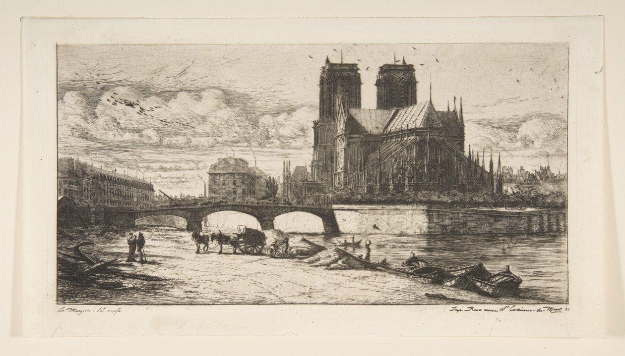 Apsida Notre-Dame v Paříži od Charles Meryon