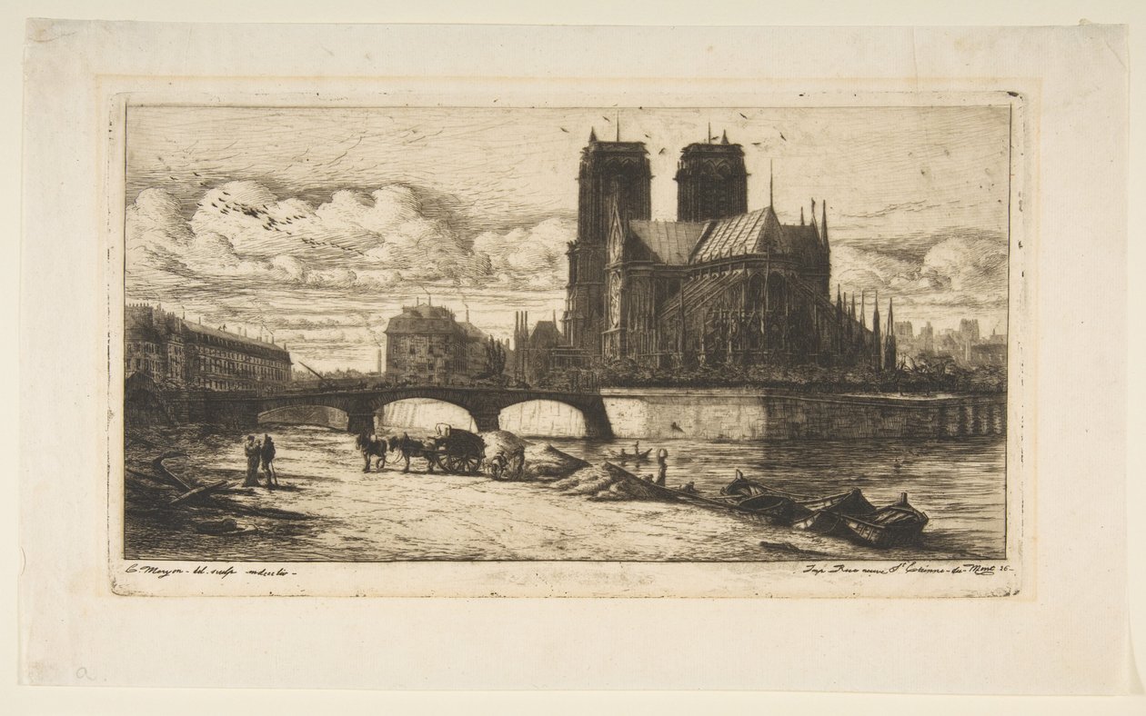 Apsida katedrály Notre-Dame, Paříž od Charles Meryon