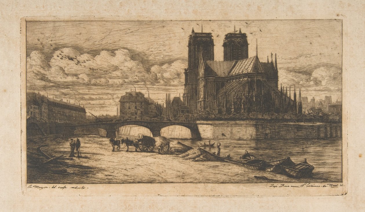 Apsida Notre-Dame, Paříž od Charles Meryon