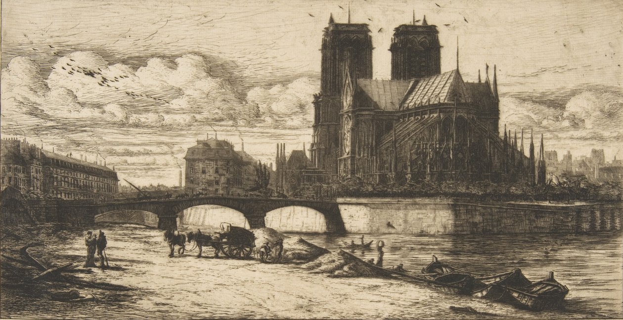 Apsida Notre-Dame, Paříž, 1854. od Charles Meryon