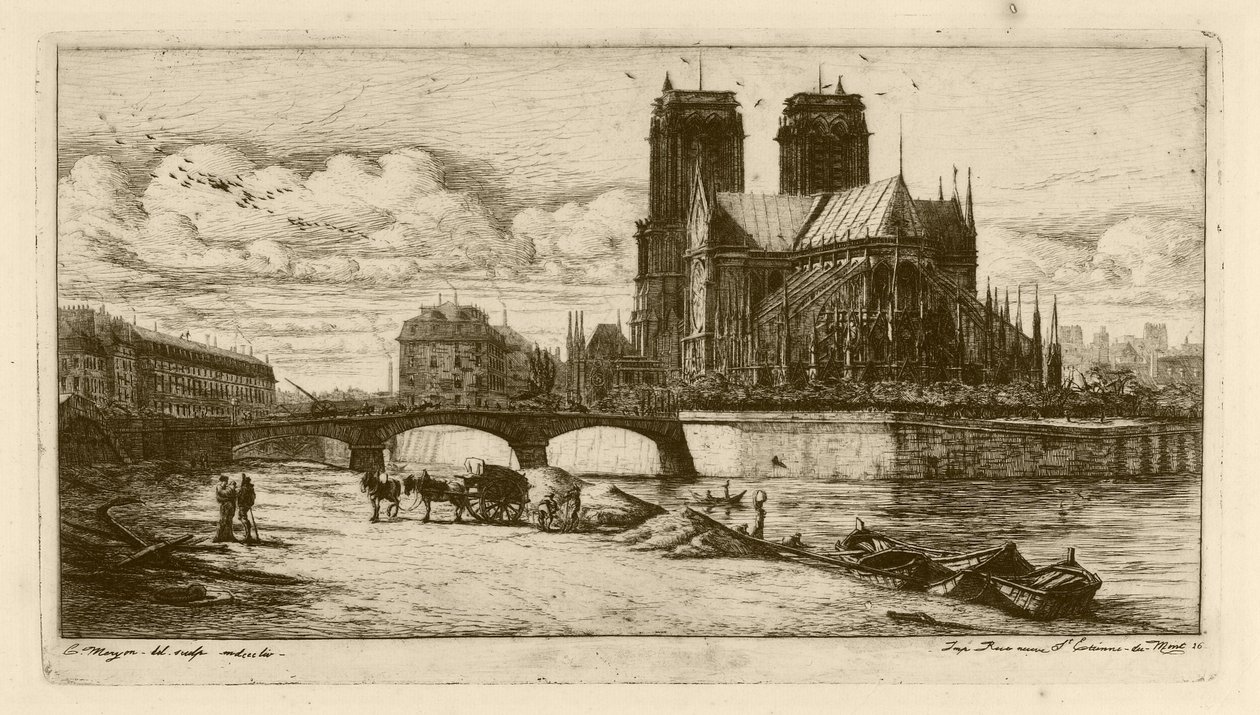 Apsida katedrály Notre-Dame v Paříži od Charles Meryon