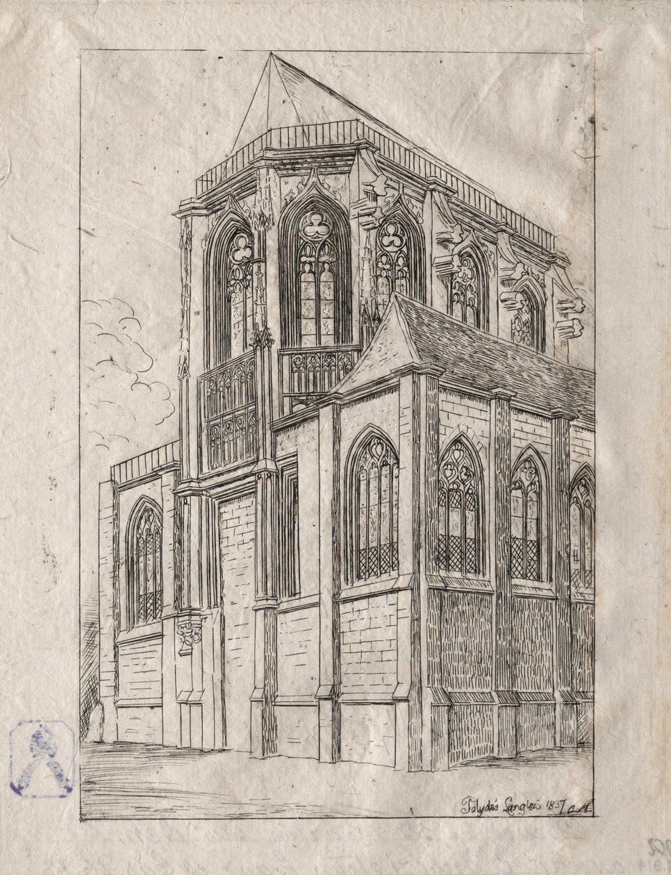 Apsida kostela sv. Martin-sur-Renelle od Charles Meryon