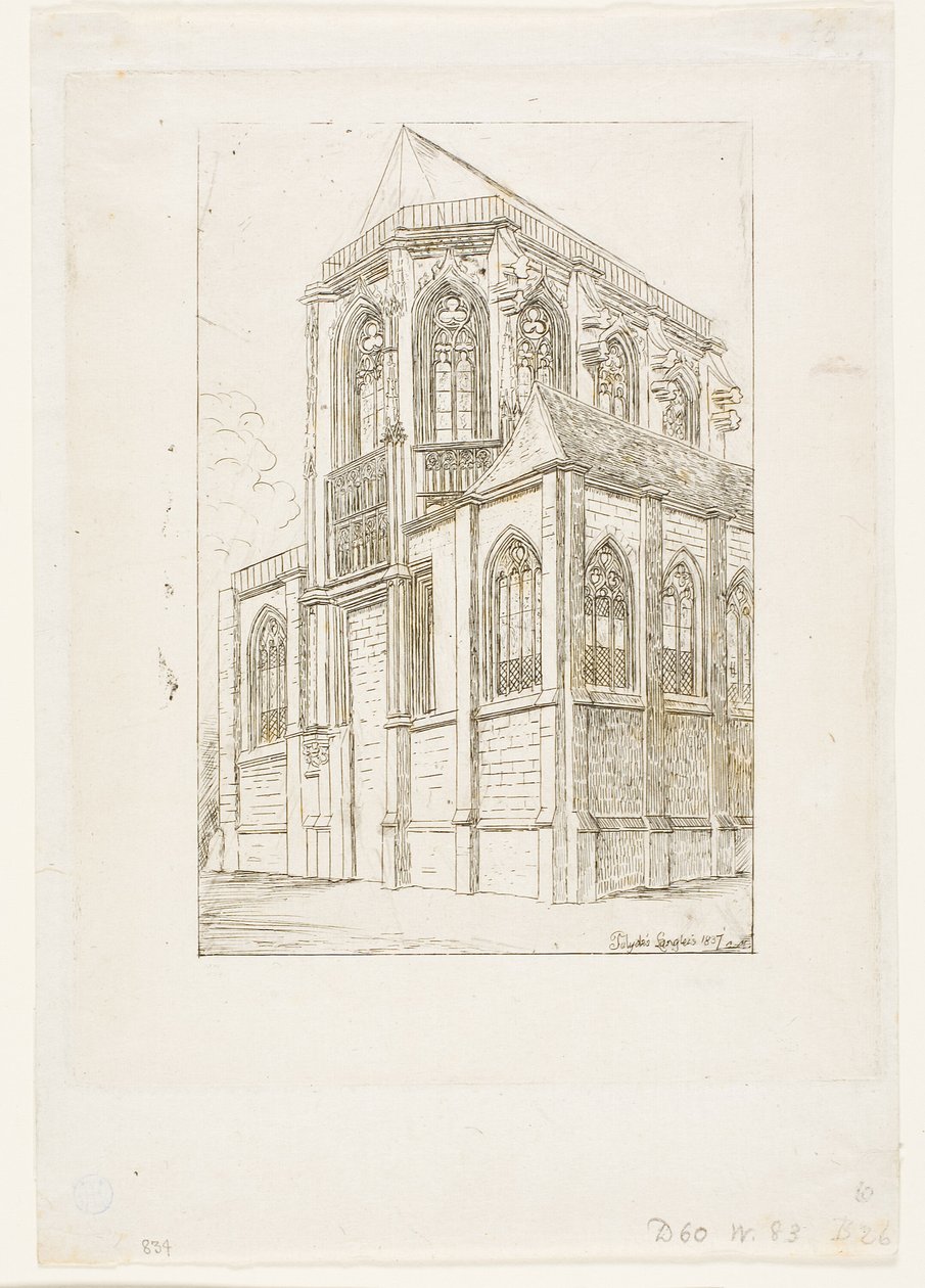 Apsida kostela St Martin-sur-Renelle, Paříž od Charles Meryon