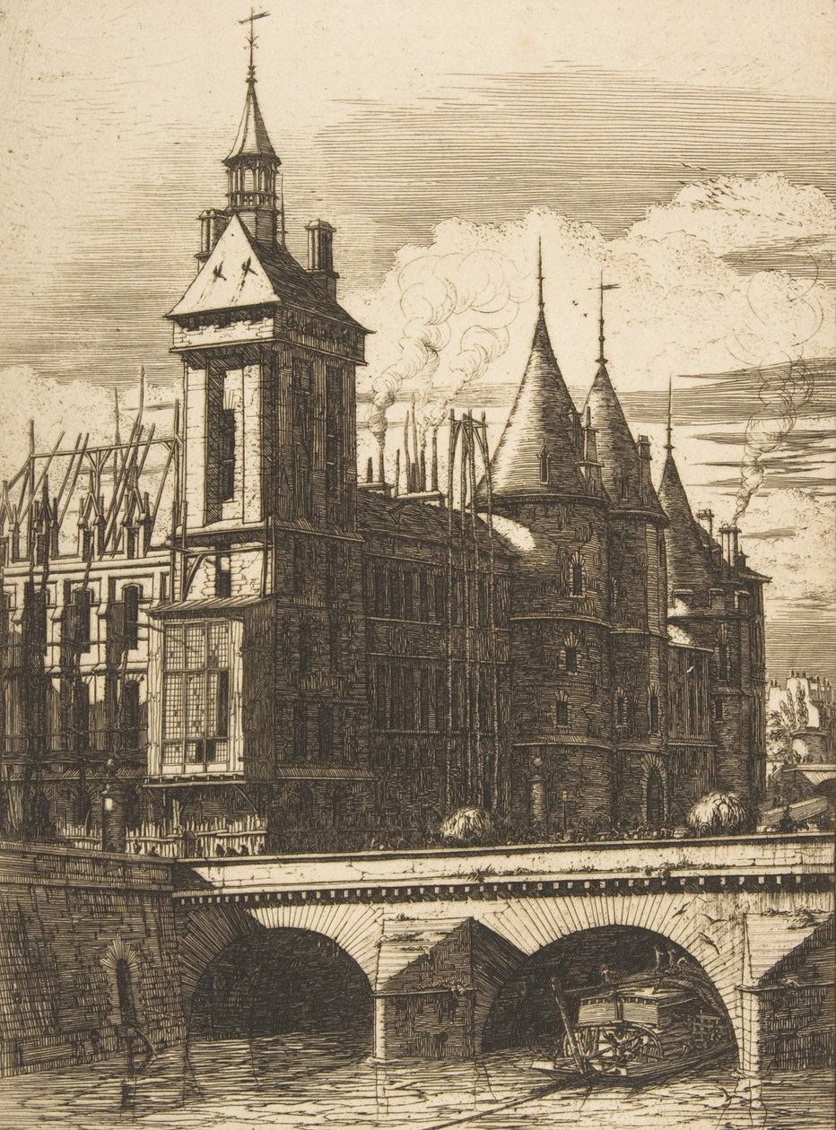 Hodinová věž, Paříž, 1852. od Charles Meryon