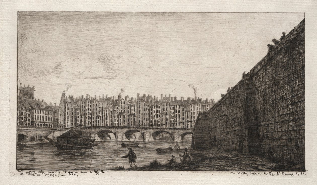The Exchange Bridge, Paříž, asi 1784, 1855. od Charles Meryon