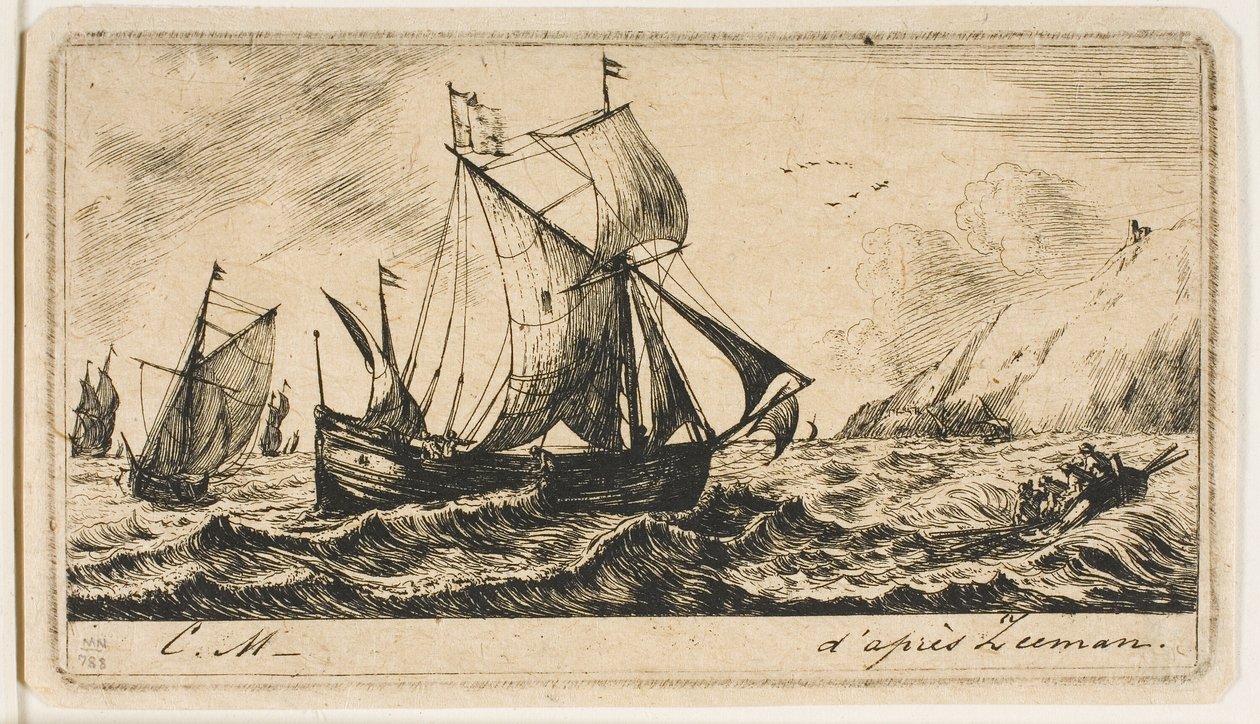 Galliot Jeana de Vyla z Rotterdamu od Charles Meryon