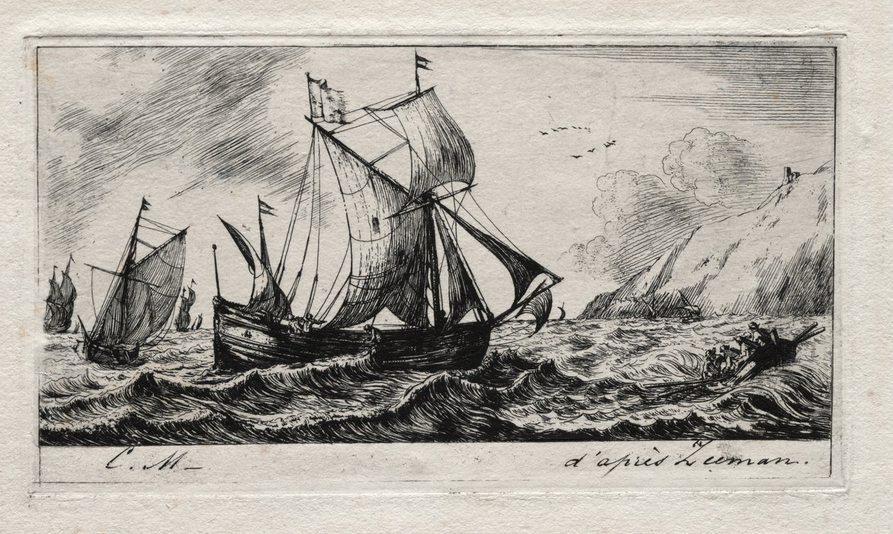 Galliot Jeana de Vyla z Rotterdamu od Charles Meryon