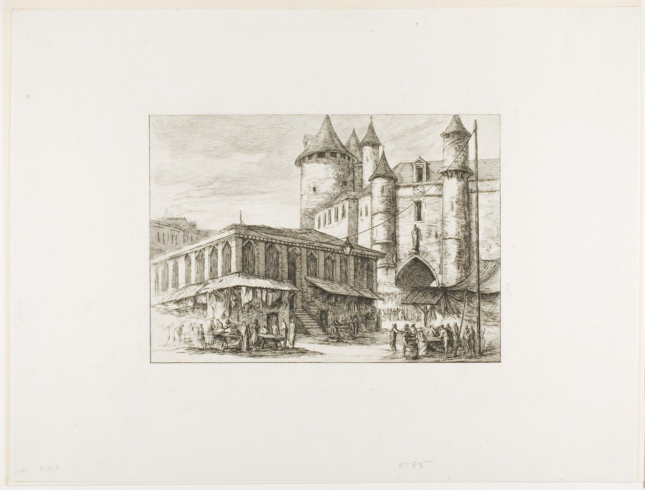 Grand Châtelet, Paříž, c. 1780, po dřívější kresbě od Charles Meryon