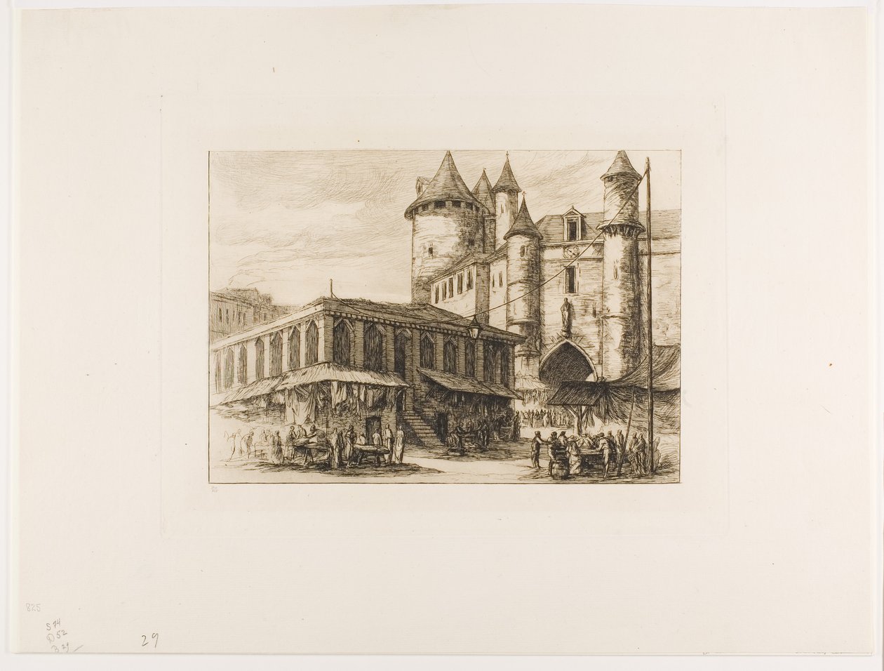 Grand Châtelet, Paříž, c. 1780, po dřívější kresbě od Charles Meryon