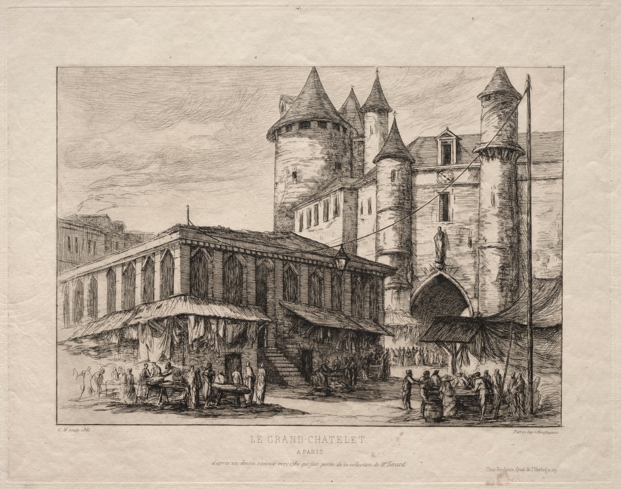 Grand Châtelet, Paříž, asi 1780, 1861. od Charles Meryon