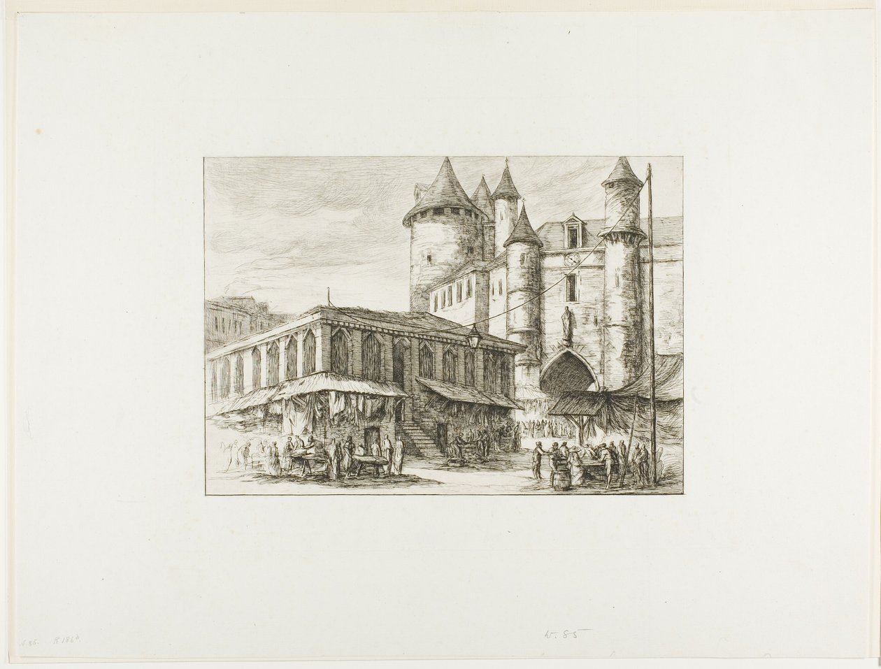 Grand Châtelet, Paříž, c. 1780, po dřívější kresbě od Charles Meryon