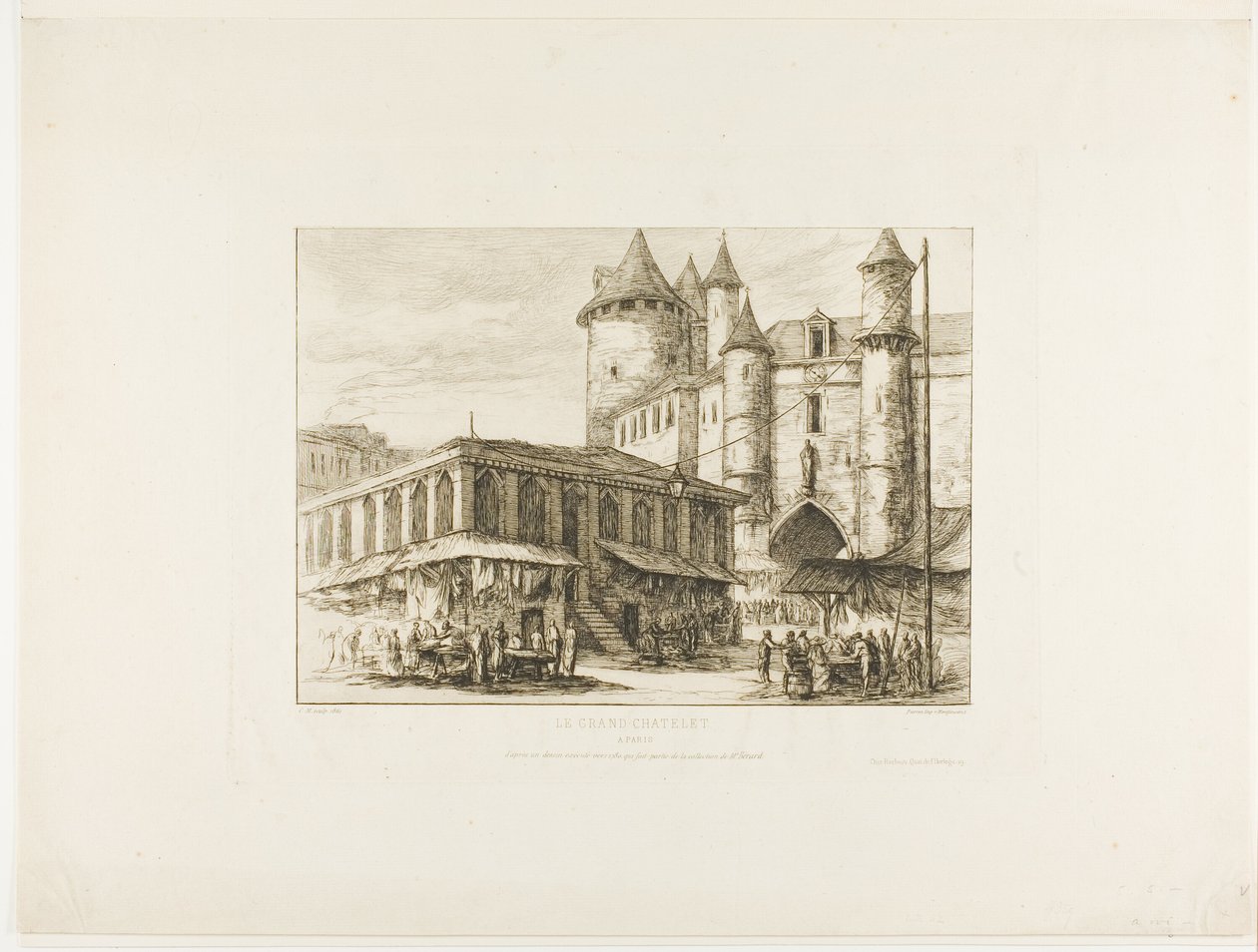 Grand Châtelet, Paříž, c. 1780, po dřívější kresbě od Charles Meryon