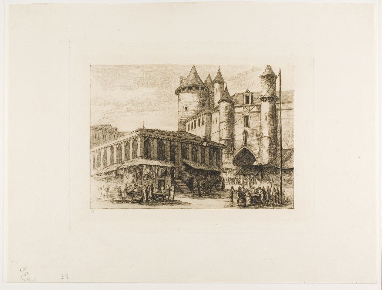 Grand Châtelet, Paříž, c. 1780, po dřívější kresbě od Charles Meryon