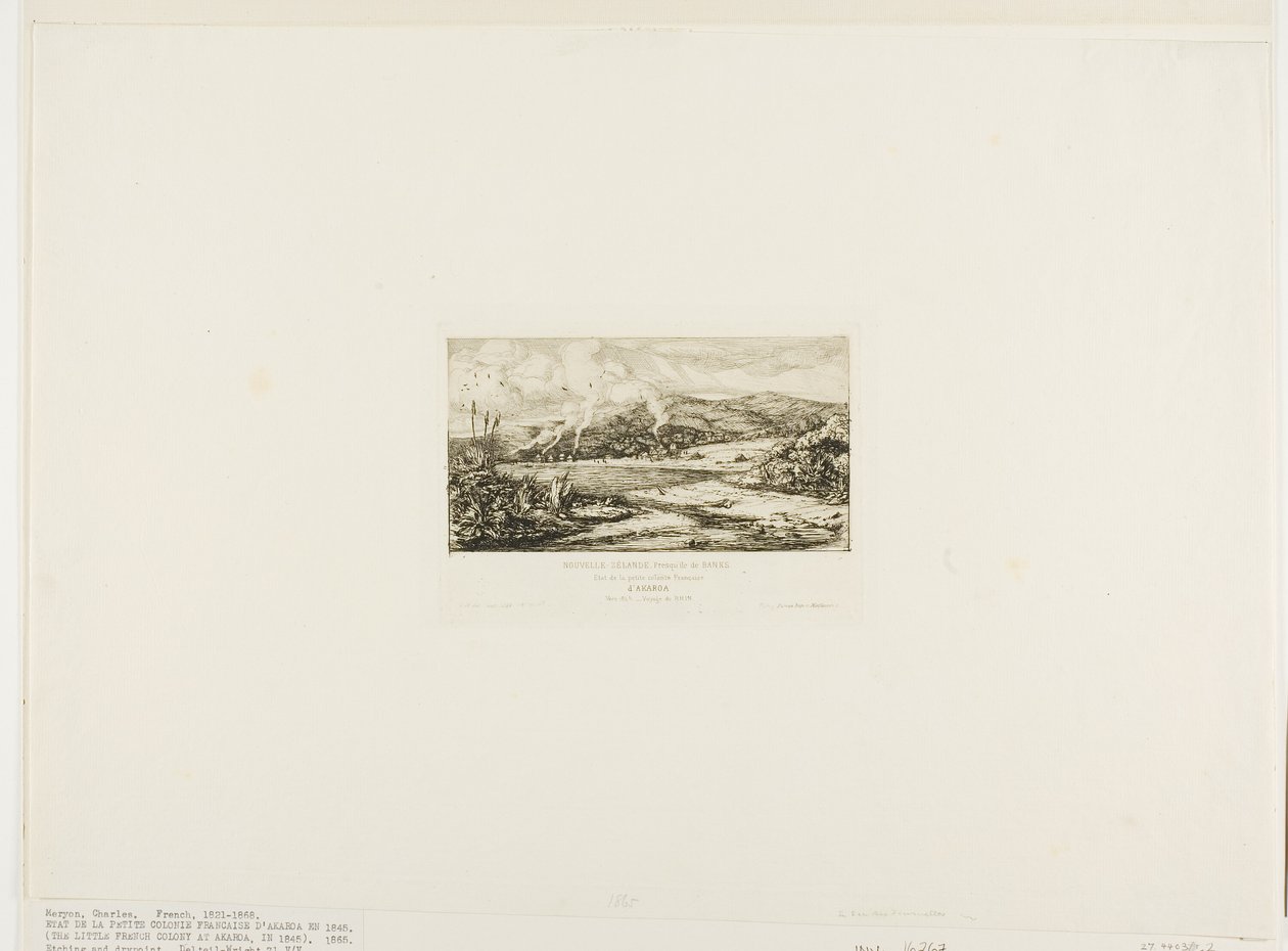 Malá francouzská kolonie v Akaroa, 1845 od Charles Meryon