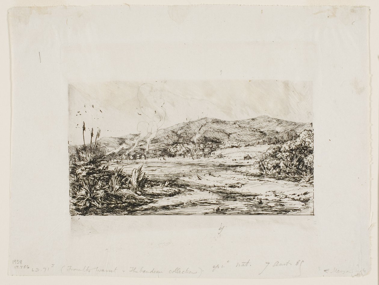 Malá francouzská kolonie v Akaroa, 1845 od Charles Meryon