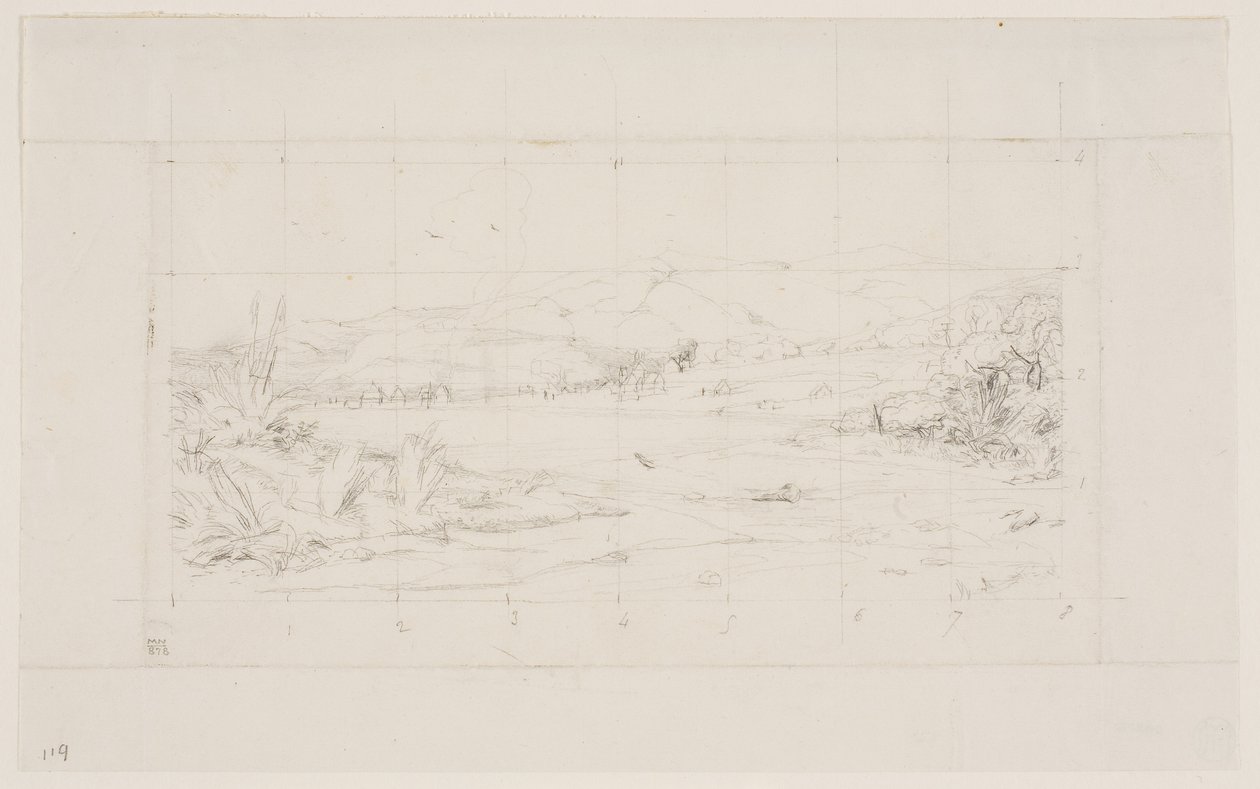 Malá francouzská kolonie v Akaroa, 1845 od Charles Meryon
