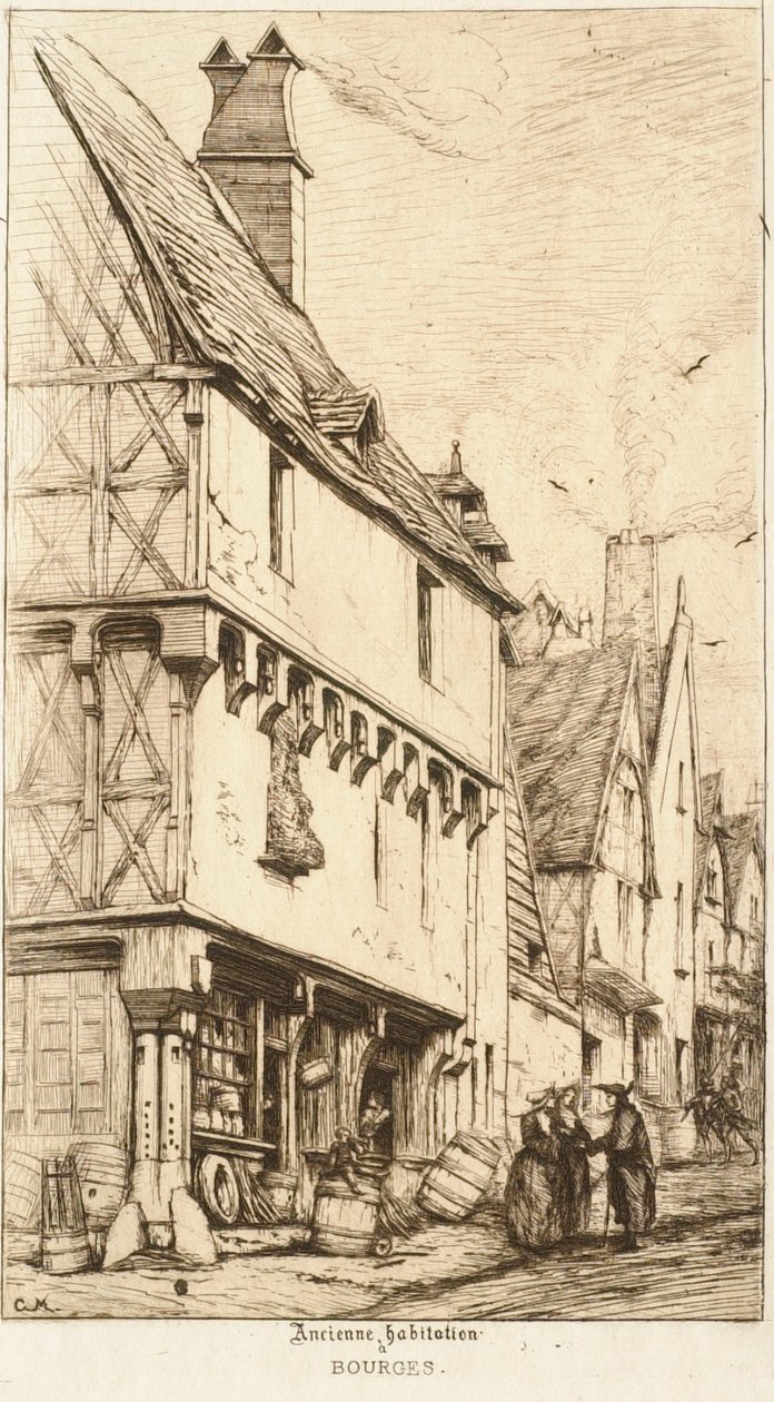 Dům hudebníka (staré obydlí v Bourges) od Charles Meryon