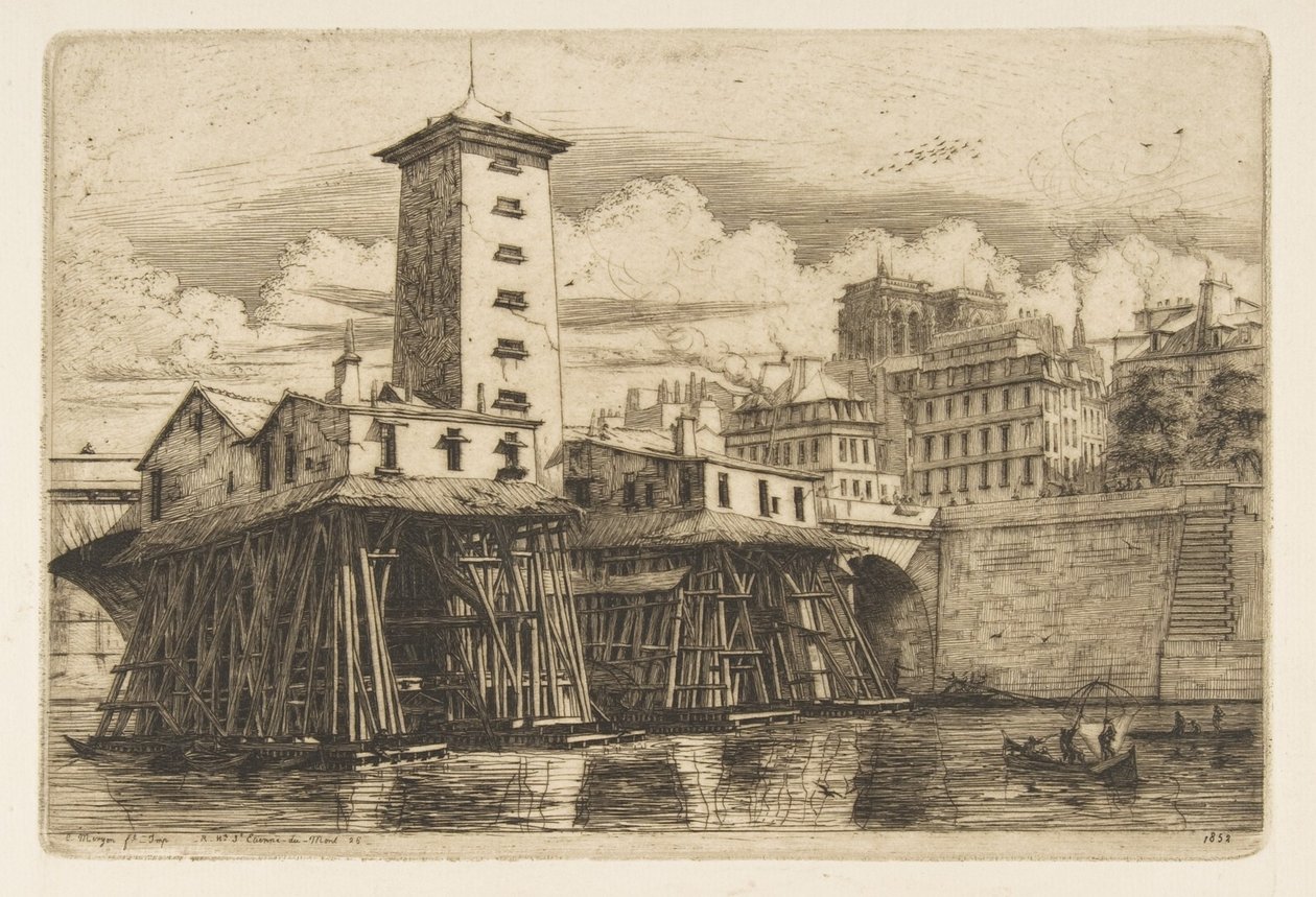 Pumpa Notre-Dame, Paříž od Charles Meryon