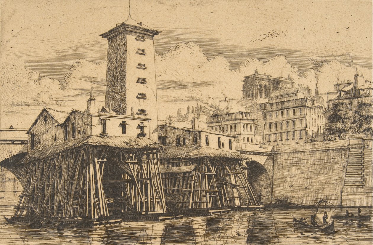 Notre-Dame Pump, Paříž, 1852. od Charles Meryon