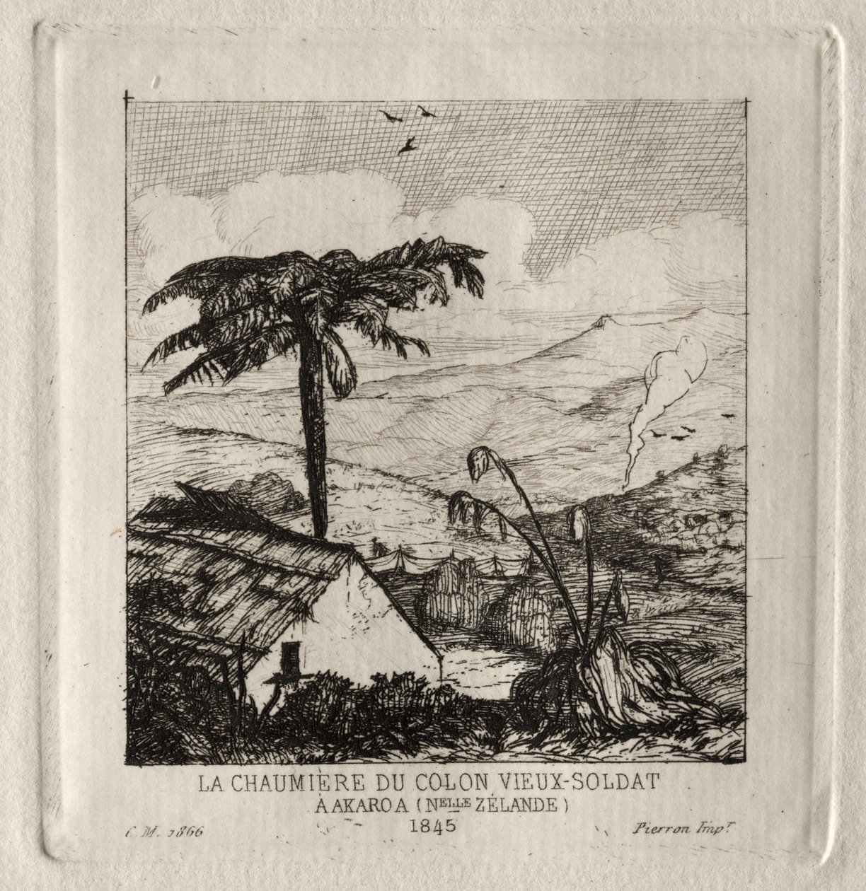 Chata starého vojáka v Akaroa, 1845 od Charles Meryon