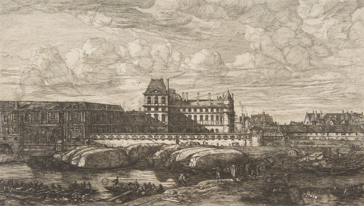 Starý Louvre, Paříž, po Zeemanovi, 1865-66. od Charles Meryon