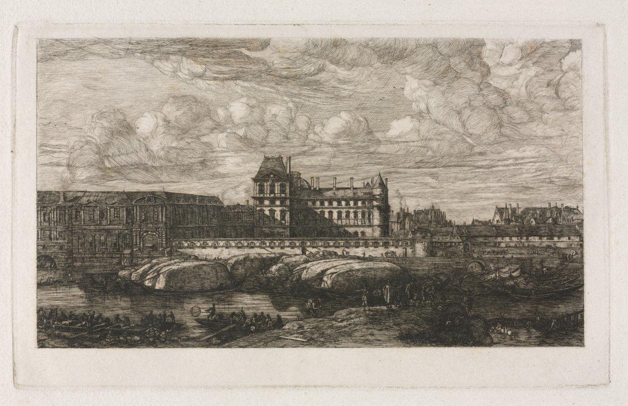 Starý Louvre z obrazu od Zeemana, 1651 od Charles Meryon