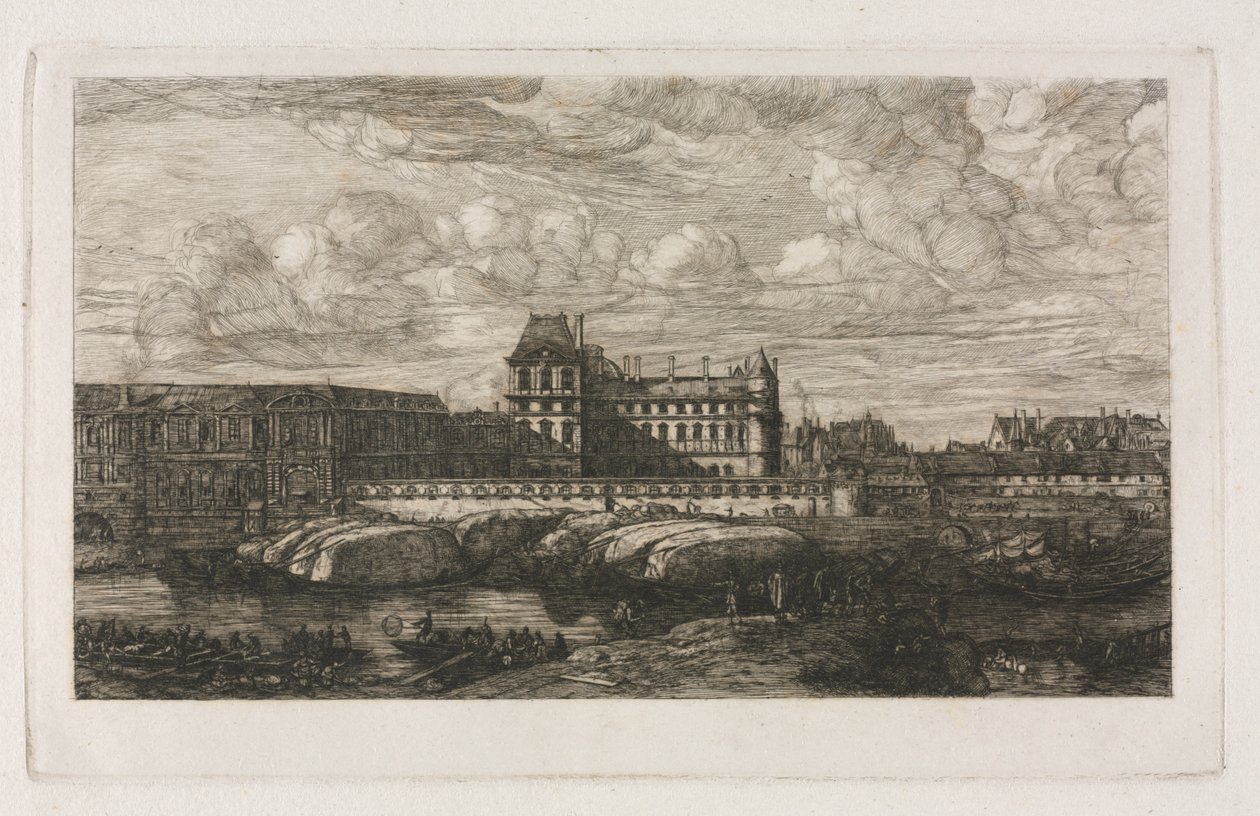 Starý Louvre z obrazu od Zeemana, 1651, 1866. od Charles Meryon