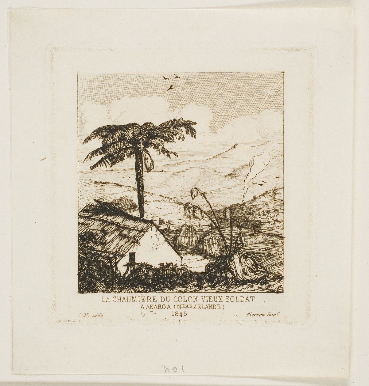 Chalupa starého vojáka, Akaroa, 1845 od Charles Meryon