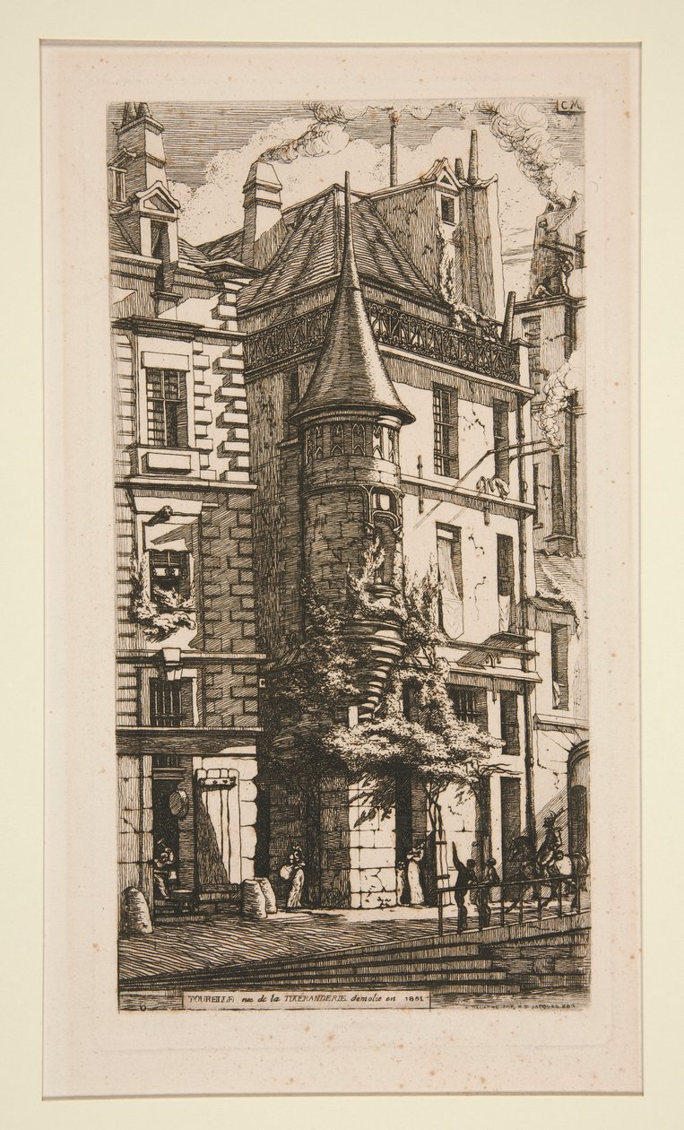 Tourelle, Rue de la Tixeranderie (Dům s věžičkou, rue de la Tixeranderie) od Charles Meryon