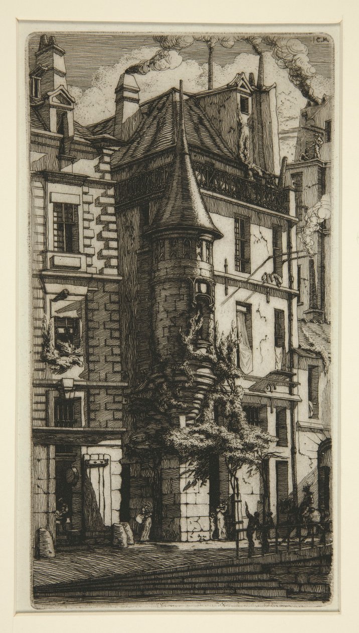 Věž, rue de la Tixeranderie (Dům s věžičkou, rue de la Tixeranderie) od Charles Meryon