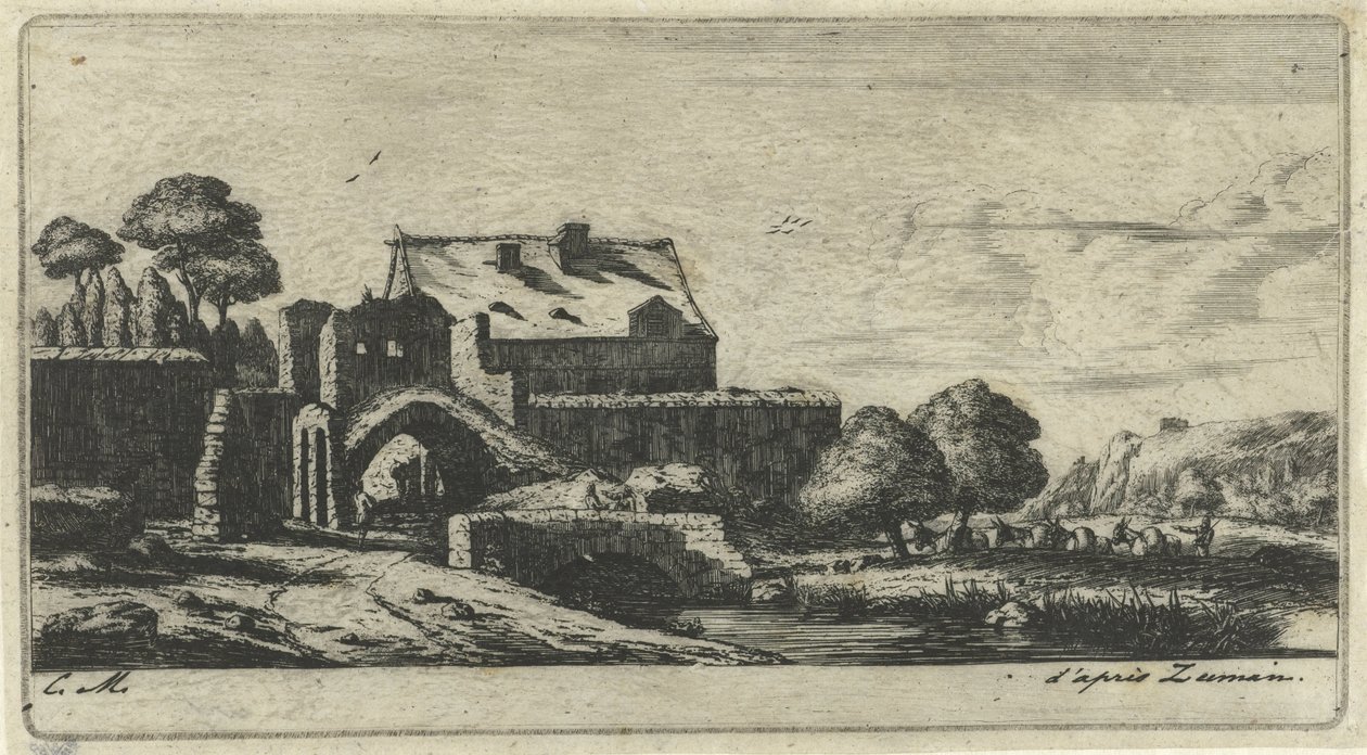 Vodní mlýn na řece poblíž Saint-Denis Moulin à eau près de Saint-Denis od Charles Meryon