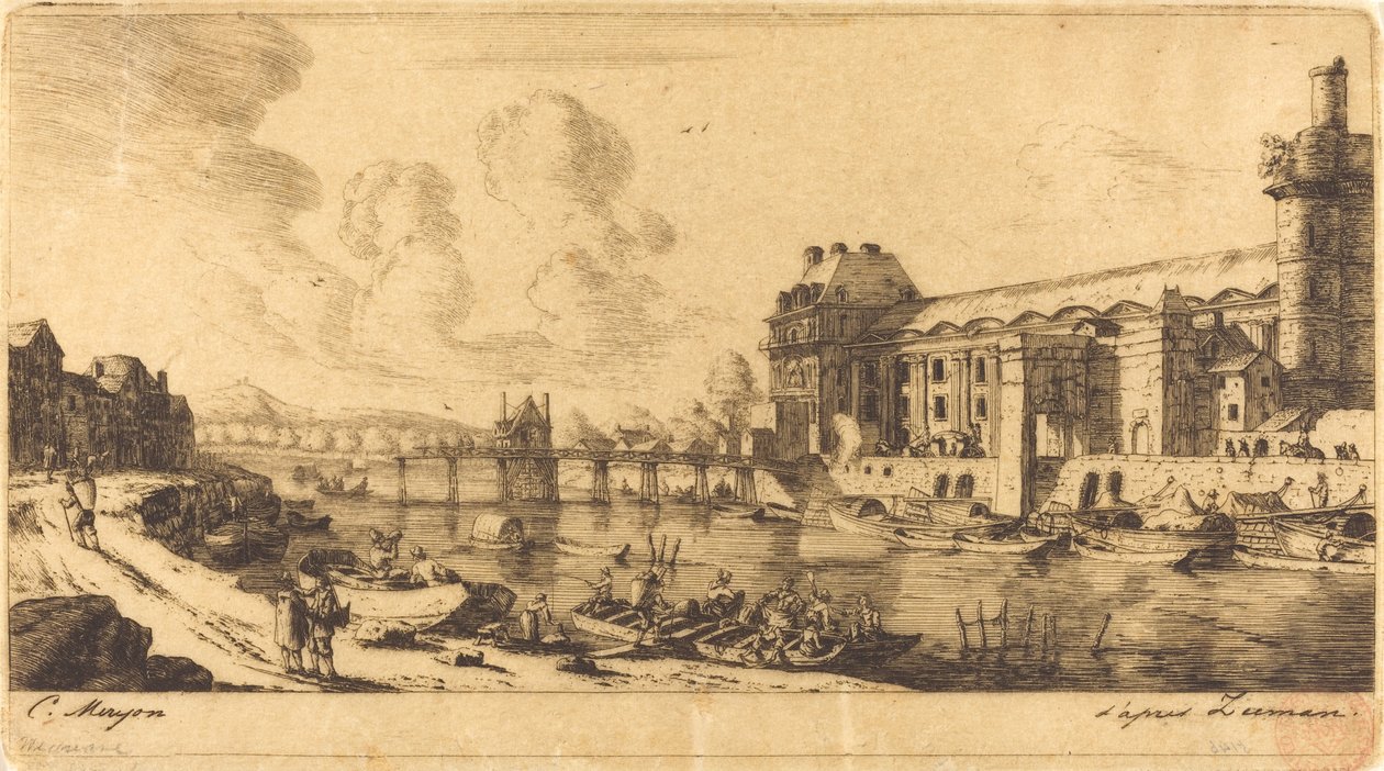 Pavilon tisíců. a součástí Louvru od Charles Meryon after Reinier Nooms, called Zeeman