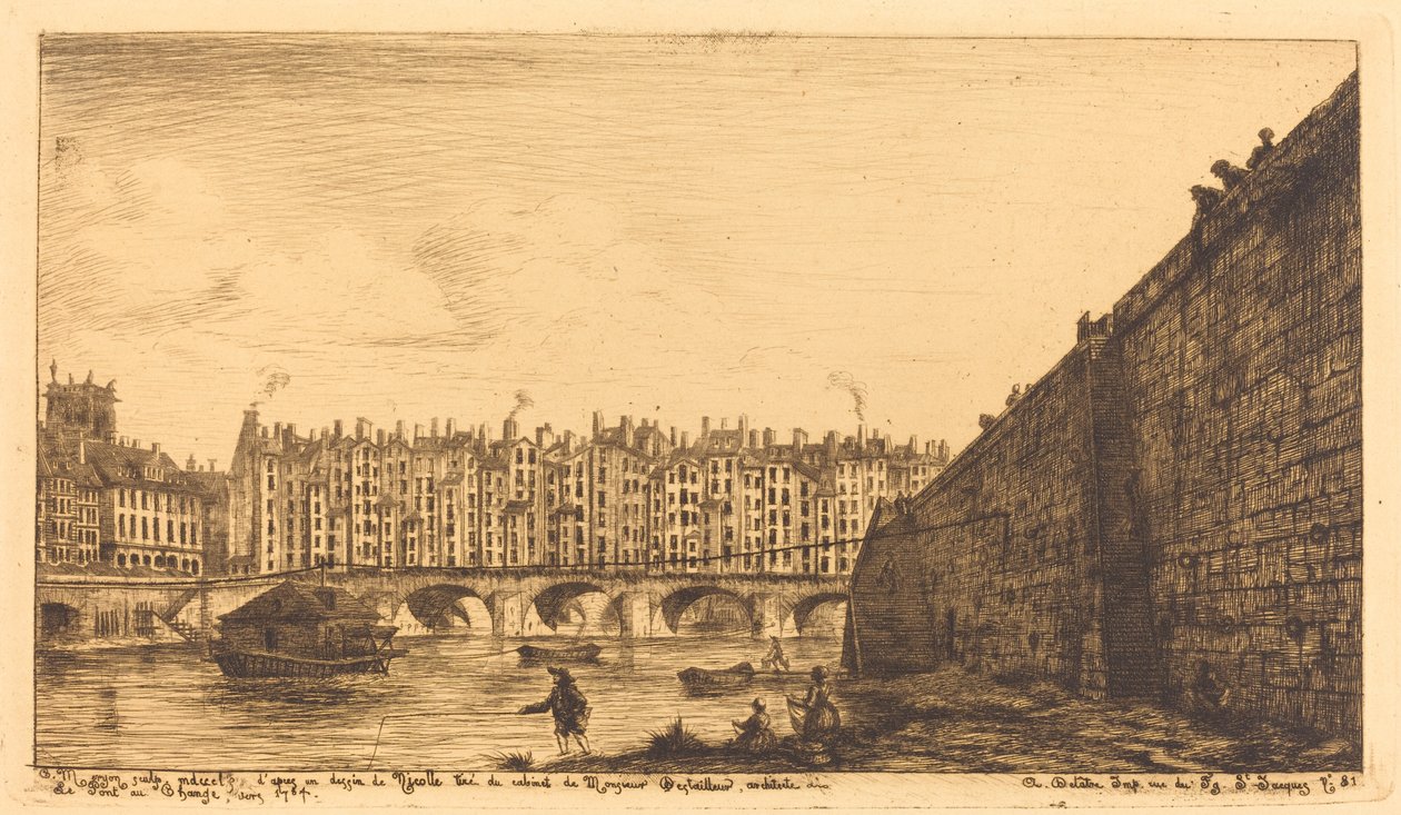Pont-au-Change, Paříž, kolem roku 1784 od Charles Meryon after Victor Jean Nicolle