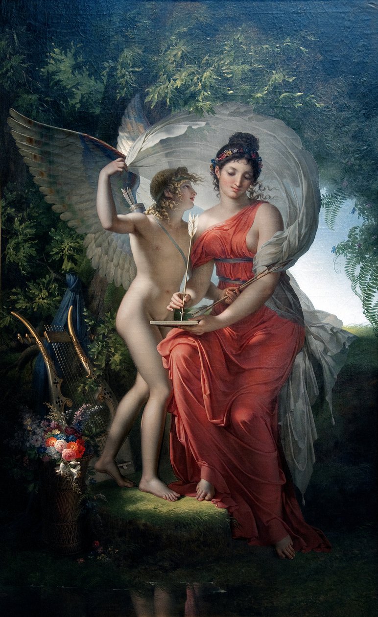 Erato, múza lyrické poezie od Charles Meynier