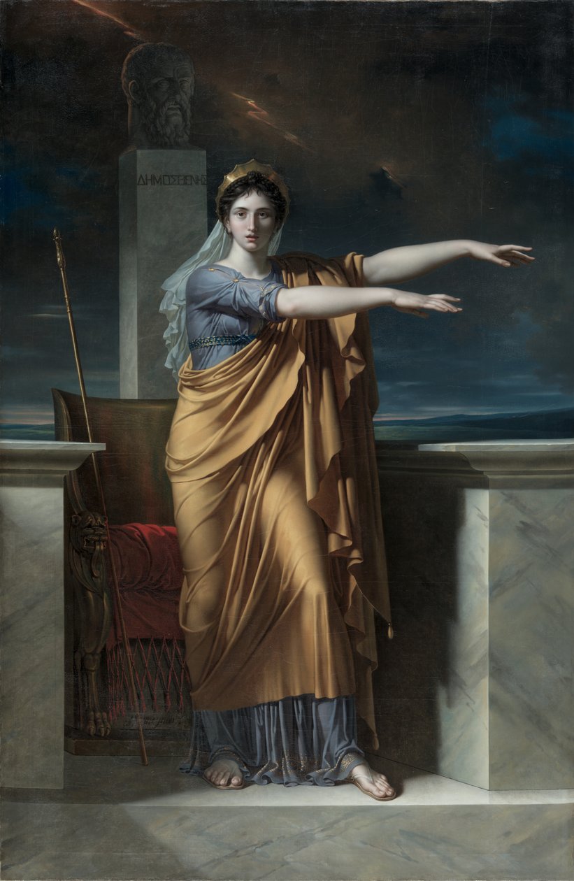 Polyhymnia, Múza výmluvnosti; Erato, Múza lyrické poezie; Apollo, bůh světla, výmluvnosti, poezie a výtvarného umění s Uranií, múza astronomie; Calliope, Múza epické poezie; Clio, Múza historie od Charles Meynier