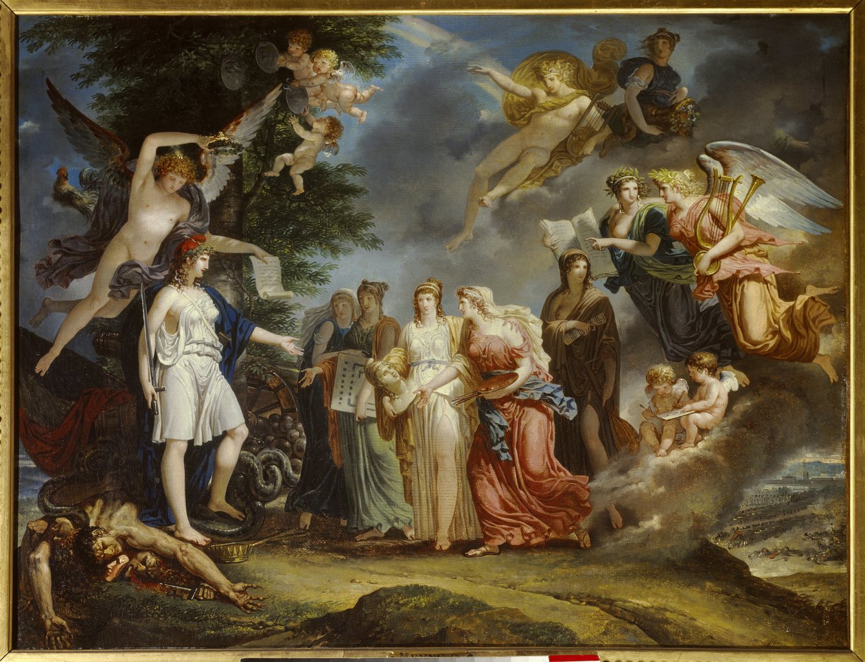 Age of Enlightenment: „“Triumfující Francie povzbuzuje vědu a umění uprostřed války““ Malba Charlese Meyniera (1768-1832) 1795 Paříž, Musee Marmottan od Charles Meynier