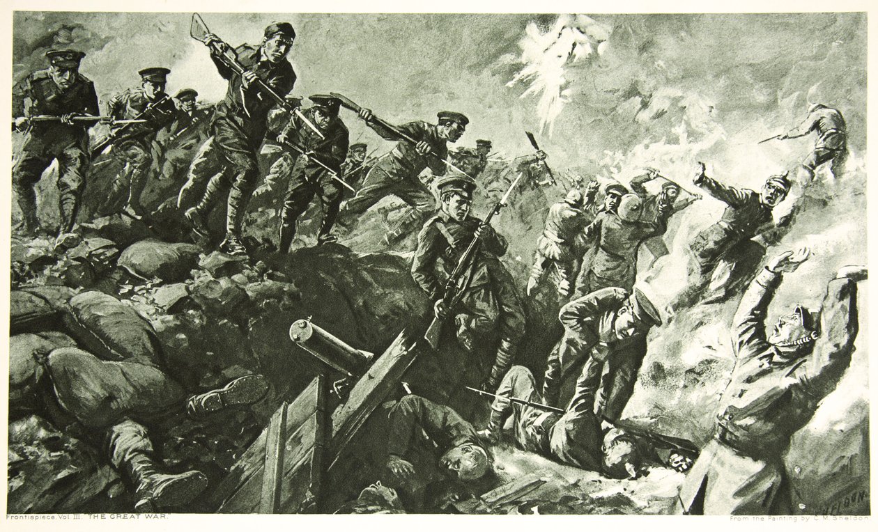 Dobytí německých zákopů v Neuve Chapelle od Charles Mills Sheldon