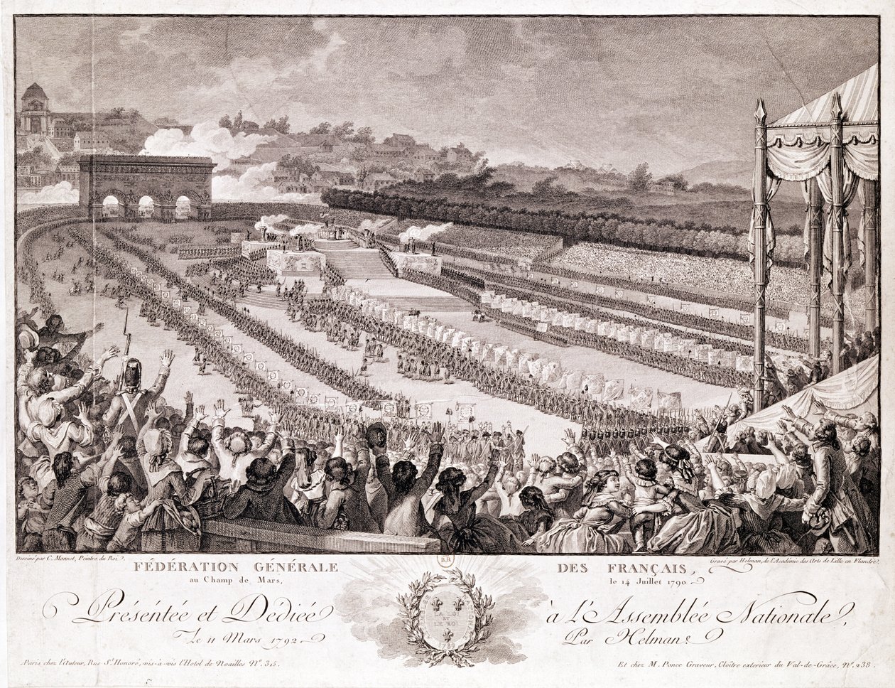 Festival of the Federation, 14. července 1790, na Champ de Mars, konec 18. století, vyryl Isidore Stanislas Helman (1743-1809) od Charles Monnet