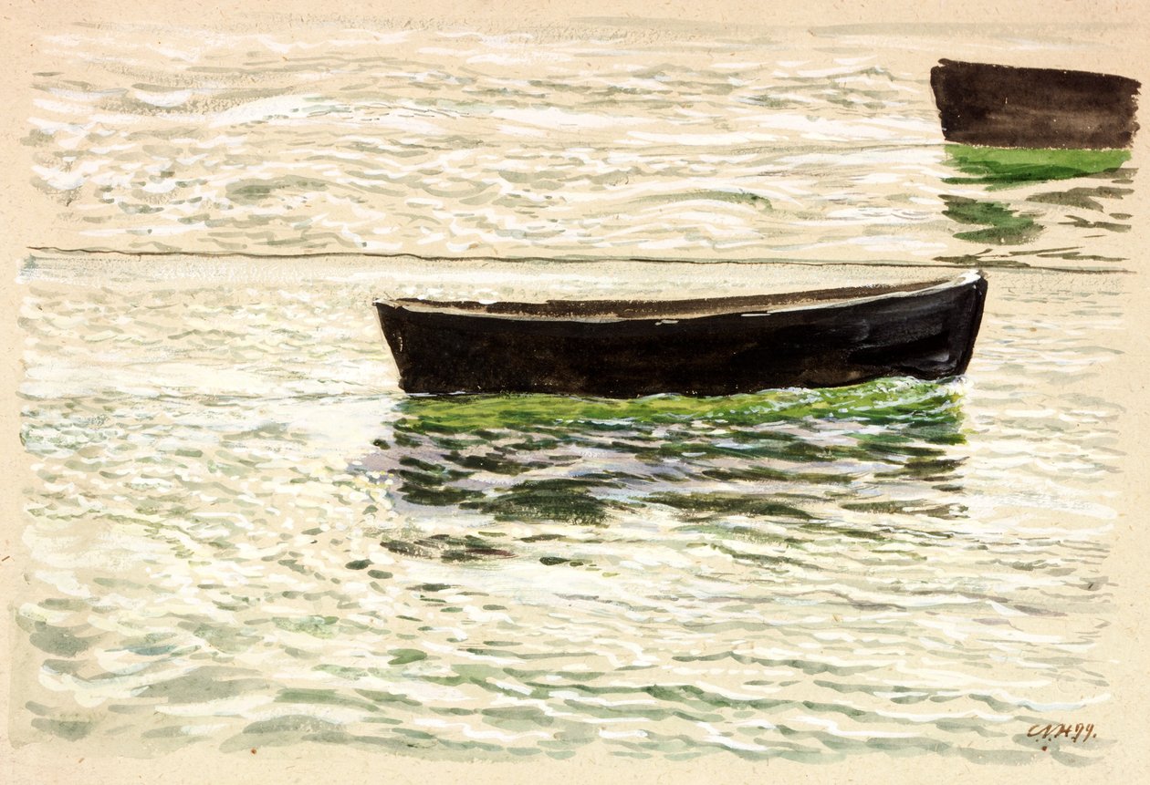 Čluny (bodycolor (hnědá) a akvarel na papíře) od Charles Napier Hemy