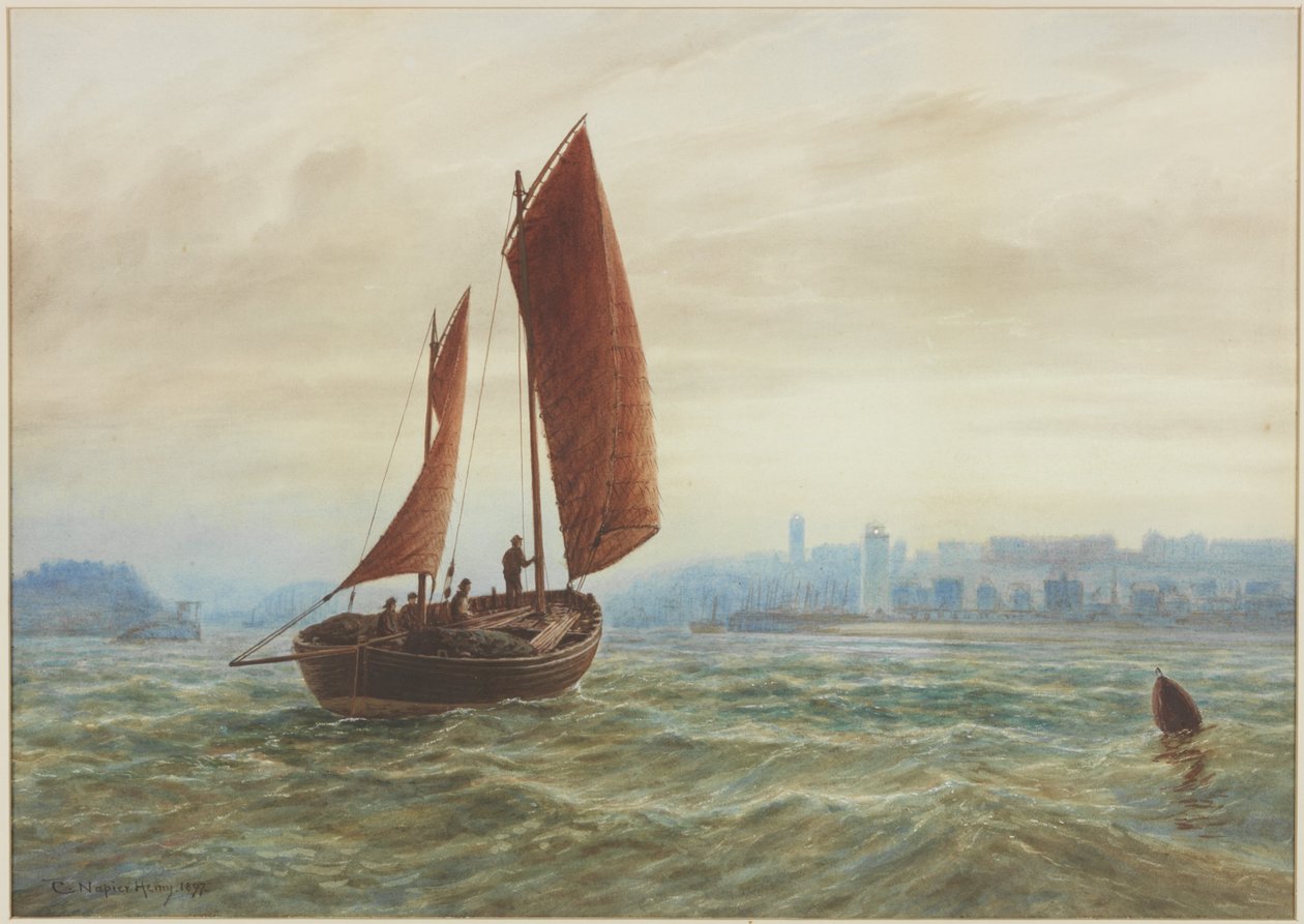 Off North Shields (tužka, akvarel a tělová barva na papíře) od Charles Napier Hemy